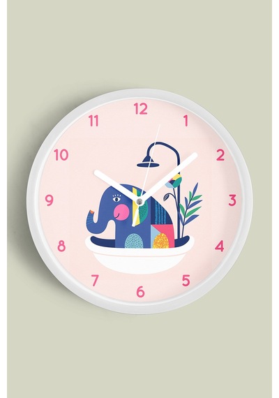 Küvette Fil Modern Tasarım Duvar Saati - 25cm - Önü Camlı Beyaz Kasa - Sessiz Mekanizma-jh0245 Beyaz