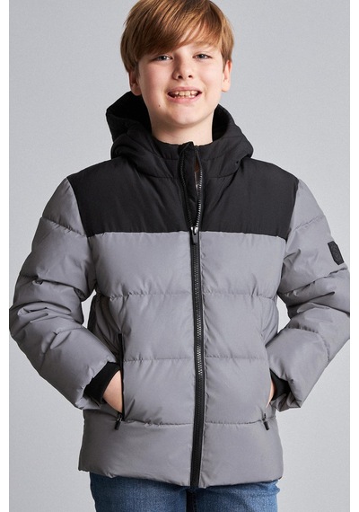 Defacto Su Geçirmez Kapüşonlu Suni Deri Regular Fit Fermuarlı Şişme Mont Erkek Çocuk H0444a826wnrf1 Reflektör-rf1