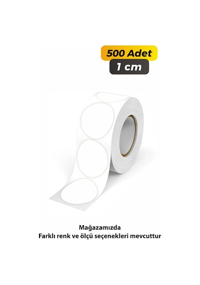 Yuvarlak Kesim Beyaz Renk Etiket 1cm - 500 Adet
