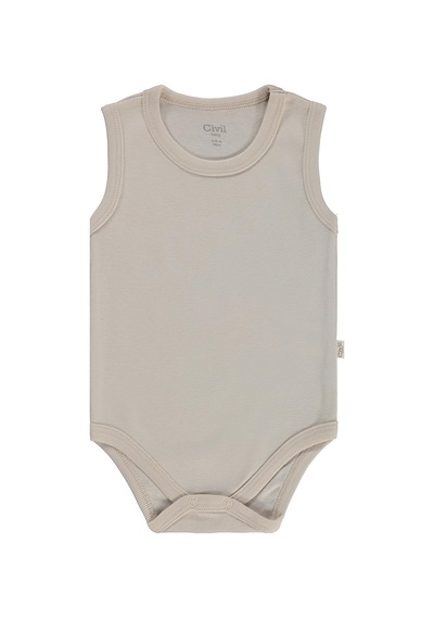 Civil Baby Basıc 3 Lü 0-36 Ay Çıtçıtlı Badi - Bej Taş Rengi