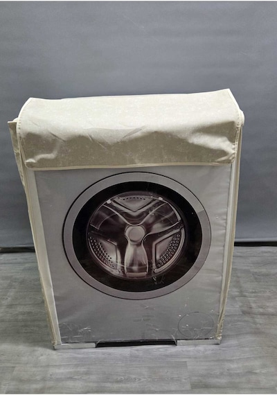 Krem Beyaz Çiçek Desenli Polyester Kumaş Çamaşır Makinesi Örtüsü Leke Tutmaz, Su Geçirmez Bej