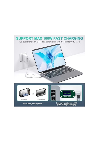 Usb-c Adaptör Pd 100w 5a Hızlı Şarj Thunderbolt 3