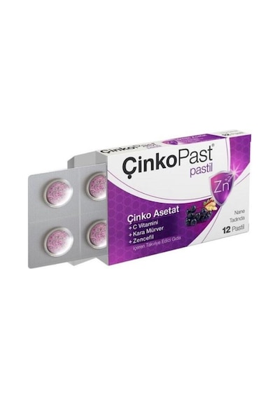 Çinkopast Nane Zencefil Kara Mürver Pastil 12'li