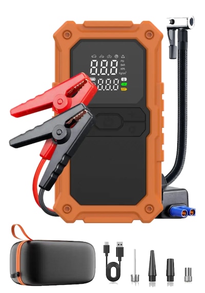 Merwish 24000 Mah Akü Takviye Cihazı 2000a Tepe Akımı Hava Kompresörü 150 Psı Powerbank Led Işık Type-c Şarj Dijital Ekran Eh03