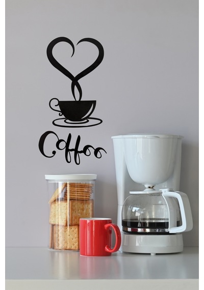 Kalp Buharlı Kahve Fincanı Duvar Dekoru Mutfak Ve Kafe İçin Dekoratif Tablo Coffee Temalı Duvar Süsü