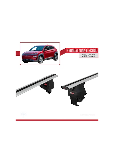 Hyundai Kona Electric 2018-2022 Arası İle Uyumlu Ace-4 Ara Atkı Tavan Barı Gri