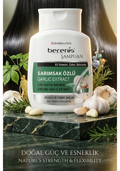 Berenis Sarımsak Özlü Şampuan Daha Güçlü Saçlar İçin 290 Ml Tüm Saç Tipleri