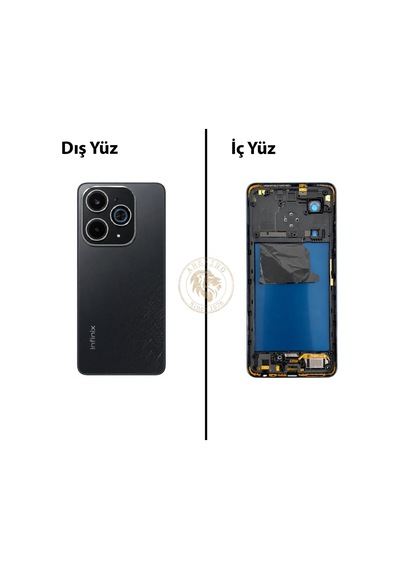Infinix Hot 40i Siyah Uyumlu Orta Kasa Full Kasa Kapak Gövde Housing Diğer