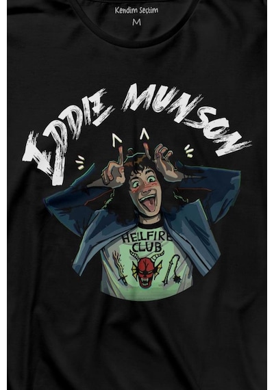 Eddie Munson Stranger Things Sezon 4 Uzun Kollu Tişört Baskılı T-shirt 001