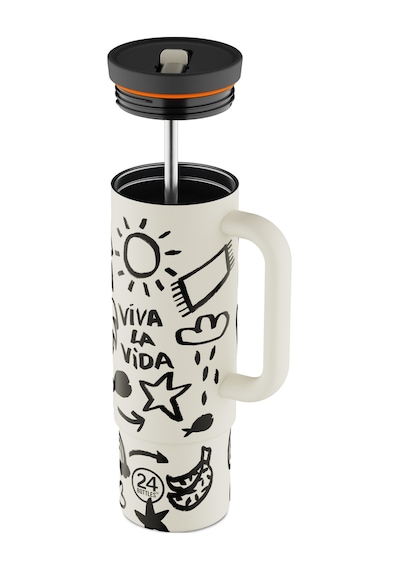 Straw Cup Viva La Vida Pipetli Paslanmaz Çelik Termos 800 Ml Renkli