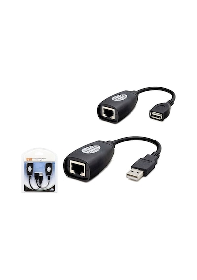 Usb Rj45 Kablolu Uzatıcı Seti 45 M - Siyah Hdx5008 Evimdeyokyok