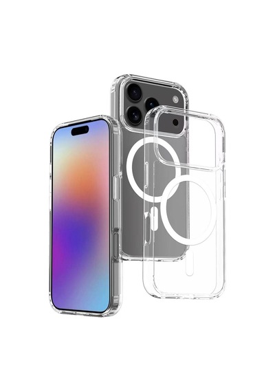 Apple Uyumlu iPhone 17 Pro Max Kılıf M-safe Şarj Özellikli Şeffaf Sert Pc Zore Embos Kapak Seffaf