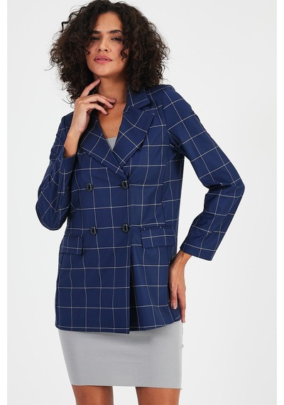 Alexandergardı Ekoseli Astarsız Cepli Kruvaze Blazer Ceket B24-00202 001