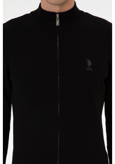 U.S. Polo Assn. Erkek Slim Fit Siyah Triko Hırka 50313684-VR046