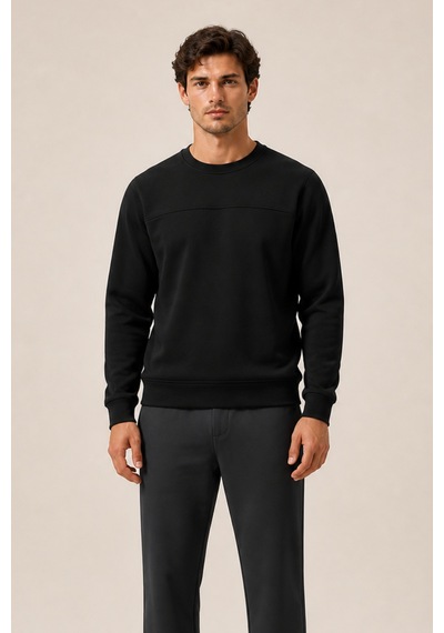Redline Steni Yeni Sezon Erkek Regular Fit Kışlık Bisiklet Yaka Sweatshirt Siyah