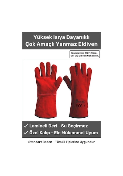 Premium Serisi Yanmaz Isıya Dayanıklı Eldiven Kaynak Yangın İçin Su Geçirmez Çok Amaçlı Deri Eldiven