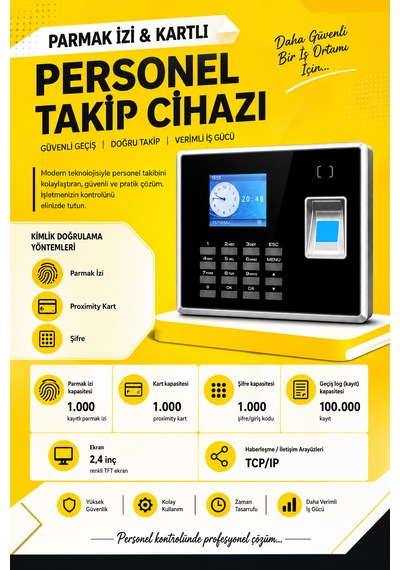 Linadex Lx-444v Kartlı Parmak İzi Personel Giriş Çıkış Ve Programı 20 Kart Hediye