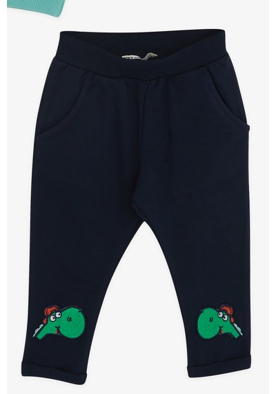 Breeze Erkek Bebek Eşofman Takımı Dinozor Nakışlı 6 Ay-2 Yaş, Mint Yeşili