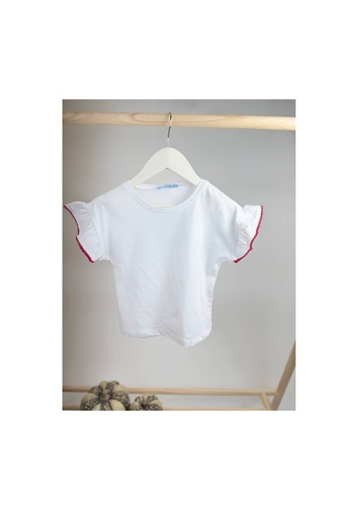 Poala Kids Fırfır Kol Tshirt Beyaz