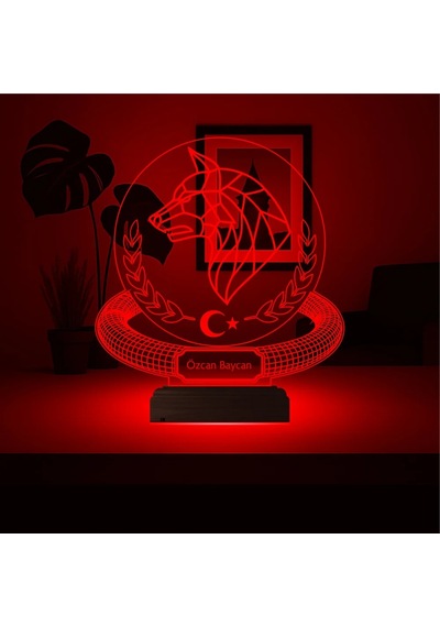 Luvivia Kurt Ay Yıldız Tasarım Kişiye Özel 3d Lamba - Masa Gece Lambası Şeffaf