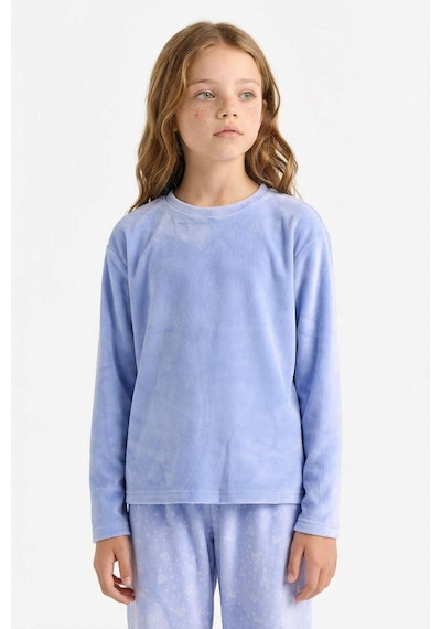 Defacto Pijama Takımı Polar Uzun Kollu Üst Uzun Alt Kız Çocuk D1068a825wnbe250 Mavi-be250