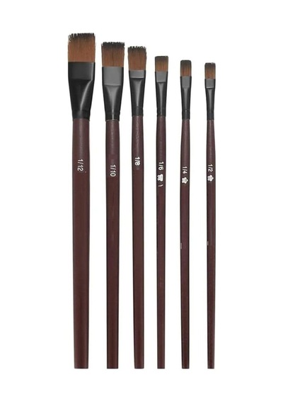 Hobialem Fırça Seti-1, Yağlı Boya Fırçası, 6 Lı Set, Resim Fırçası, Akrilik Boya Fırçası, Yassı Fırça