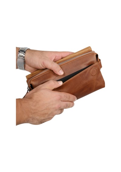 Mft Leather Hakiki Deri Unisex El Çantası Boliva 9874 Tiguan Taba