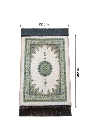 Mini Alın Seccadesi Kaymaz Taban Desenli Cep Tipi Seyahat Namaz Seccadesi - Krem