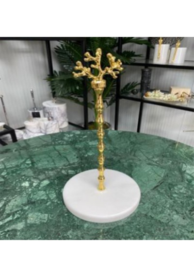 Hvlg02 Mermer Kağıt Havluluk Tekli Zamak Gold Mercanlı Dekoratif Şık Banyo Mutfak Aksesuarı Minimal