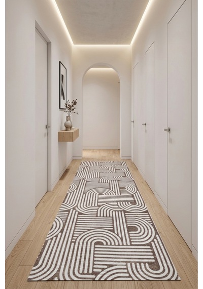 Kaymaz Tabanlı Halı Kesme Yolluk Salon Koridor Mutfak Yatak Odası Halısı Daire 3012 Kahve