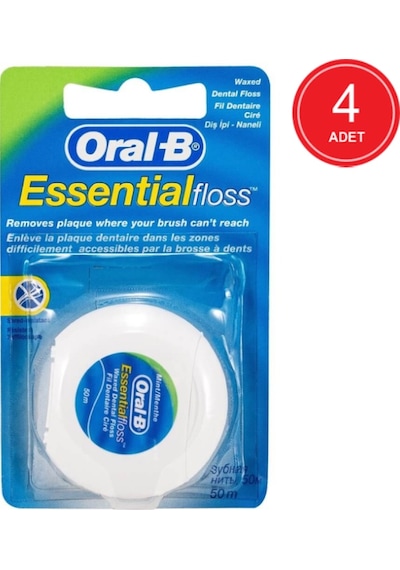 Oral-B Essential Floss Nane Aromalı Mumlu Diş İpi 50 M x 4 Paket