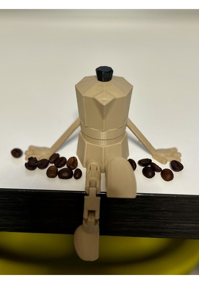 Moka Pot Kahve Demliği Figürlü Sarkan Bacaklı Mutfak Raf Süsü Biblo