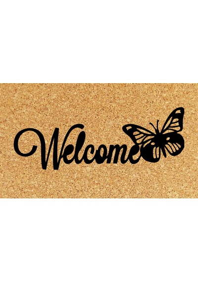 Welcome Dış Kapı Paspası 40x70 Cm Dijital Baskılı Kaymaz Pvc Plastik Tabanlı Kapı Önü Paspası Taba - Krem