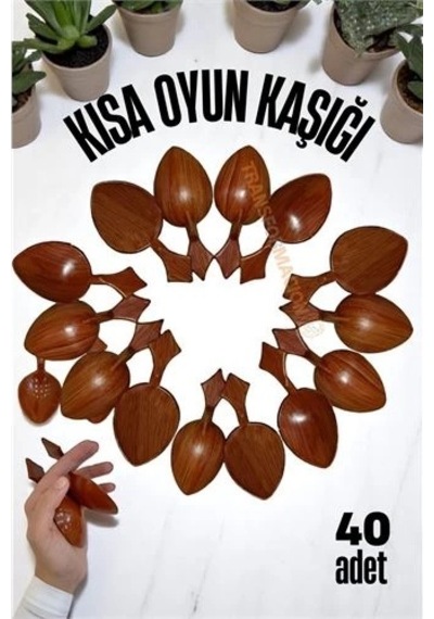 Mey İthalat Kısa Oyun Kaşığı Halk Oyunu Kaşığı - Kına Kaşığı Kısa Saplı Zeybek Oyun Kaşığı 40 Adet