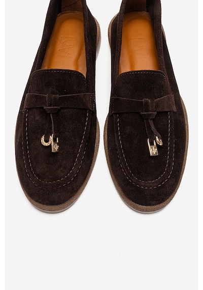 Luvishoes Ilvena Kahverengi Süet Hakiki Deri Kadın Loafer Ayakkabı