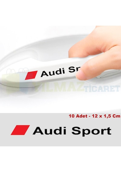Audi Sport Logo Ayna Jant Kapı Kolu Oto Sticker Yapıştırma 10 Ad 12 X1,5 Cm