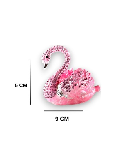 Zarif Taşlı 2'li Kuğu Figürü Dekoratif Hediyelik Biblo 9x5 CM Pembe