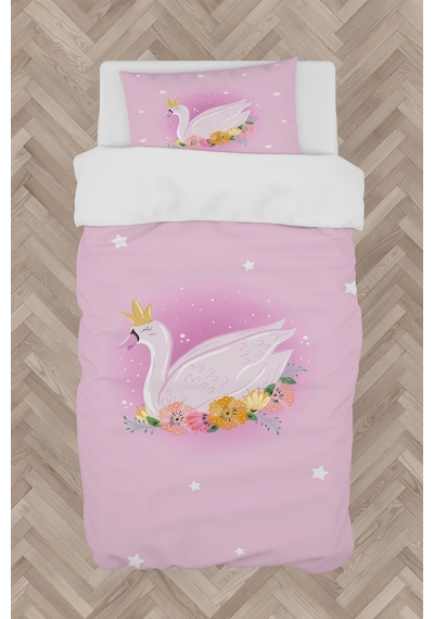Mekta Home Bebek Ve Çocuk Odası Pembe Kuğu Desenli Nevresim Takımı