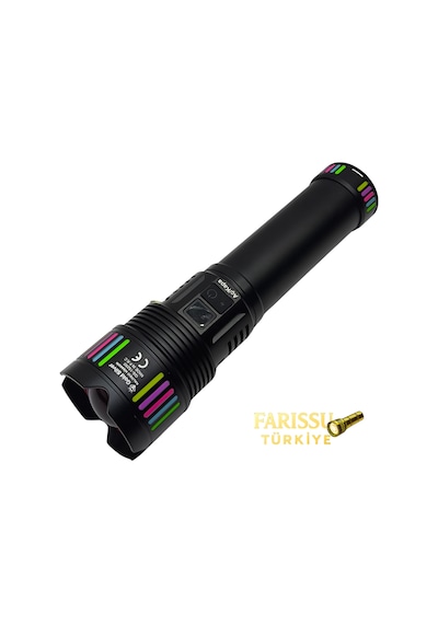 Gold Silver Gs-15250 110w 11000 Lümen Profesyonel Şarjlı El Feneri - 2 Km Menzilli Zoomlu Powerbank Özellikli Siyah