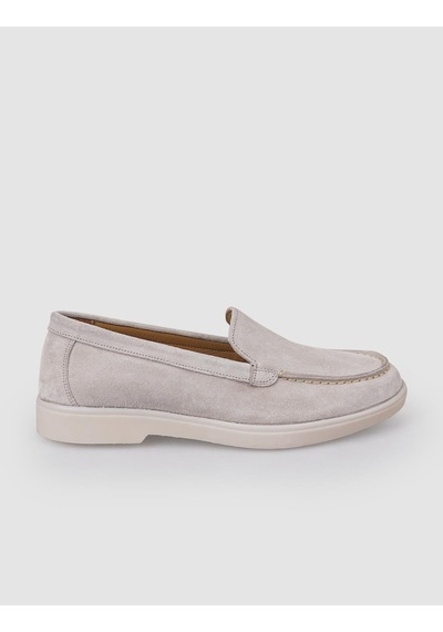 %100 Hakiki Deri Bej Süet Kadın Loafer Bej