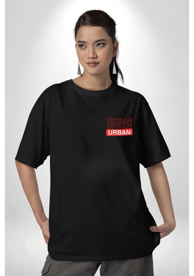 Şehir Sokak Stili Melek Heykeli Siyah Oversize Unisex Ön Ve Sırt Baskılı Tişört Siyah