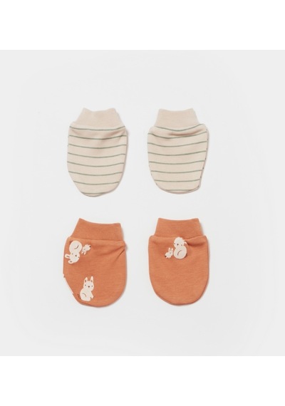 Biorganic Cool Lines Bunny 2'li Bebek Eldiveni 72219 Bej - Hardal