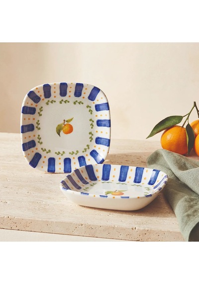 Güral Güral Porselen Kayısı Desenli 13 Cm Çerezlik Ve Sosluk Seti - 2 Parça Diğer