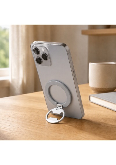 Zore Paris M10 Magnetik Standlı Şişe Açacaklı Ring Telefon Tutucu Gümüş