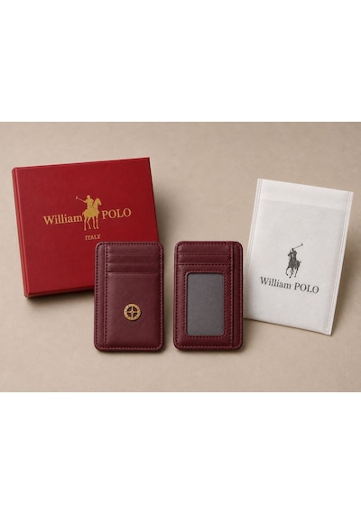 Williampolo Minimal Hakiki Deri Unisex Kartlık Bordo