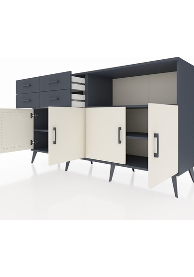 Hyperion Konsol 4 Raflı 4 Çekmeceli 4 Kapaklı 176x44x99 Antrasit- Antrasit-aytaşı/antrasit Hyperion Konsol 4 Raflı 4 Çekmeceli 4 Kapaklı 176x44x99 Antrasit- Antrasit-aytaşı/antrasit