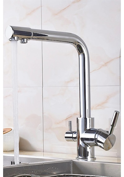 L&G Premium 3 Yollu Musluk Arıtmalı Krom Eviye Bataryası