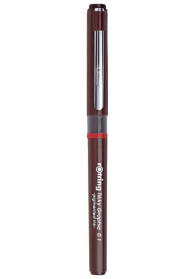 Tikky Graphic Keçe Uçlu Teknik Çizim Kalemi, 0,1 Mm, Siyah Mürekkep, Kahverengi