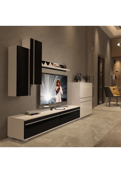 Decoraktiv Eko 6 Mdf Std Tv Ünitesi Tv Sehpası Beyaz - Siyah