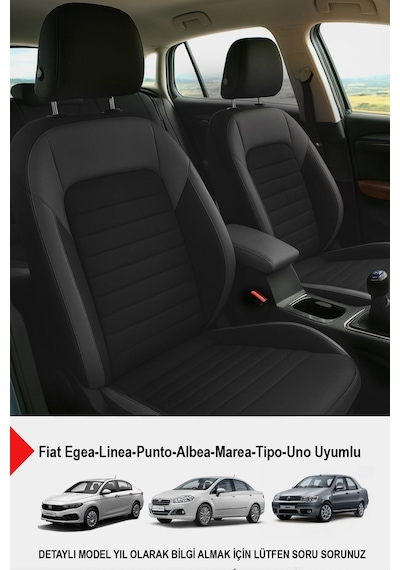 Mocha Taytüyü Oto Koltuk Kılıfı Fiat Egea-linea-punto-albea-marea-tipo-uno Uyumlu Siyah